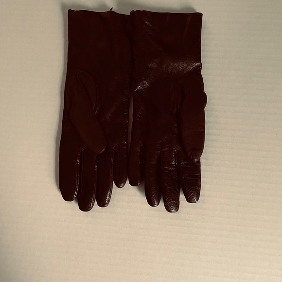 Vintage buttery soft chocolate brown leather gloves size 7 1/2 cashmere lined - Picture 2 of 3